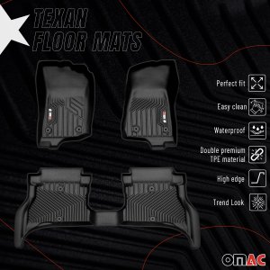 Jeep Wrangler 4XE Floor Mats - Omac - 3D Texan Premium TPE, 3 Pcs - Black - 2021-2024